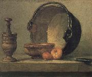 Jean Baptiste Simeon Chardin Bowl two onion copper clepsydras and knife oil painting picture wholesale